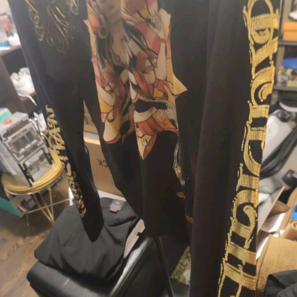 Christian Audigier LA Mens Thermal Buddha On Flower Graphic Print 2XL Black NWT - Picture 3 of 7